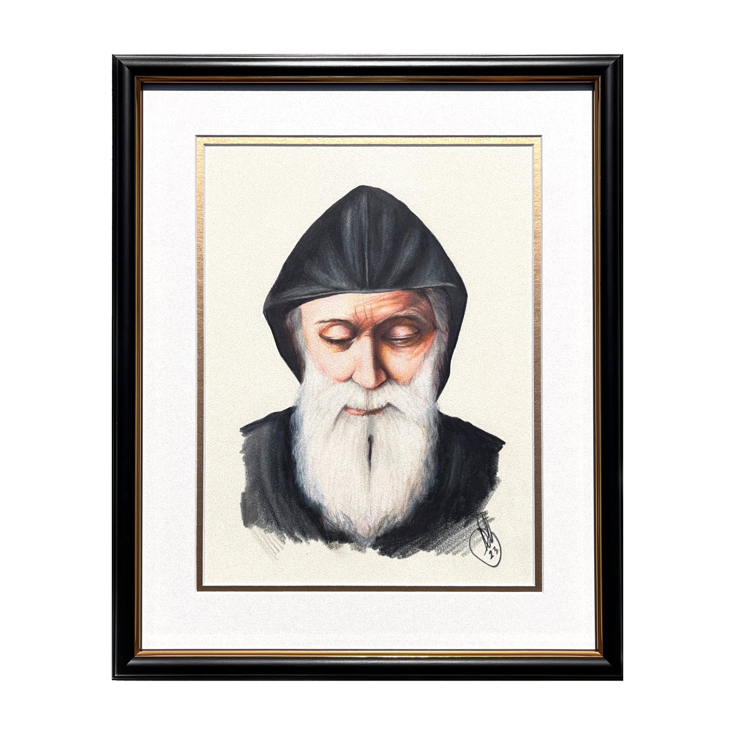 Framed St Charbel Coloured Pencil 2023 Print