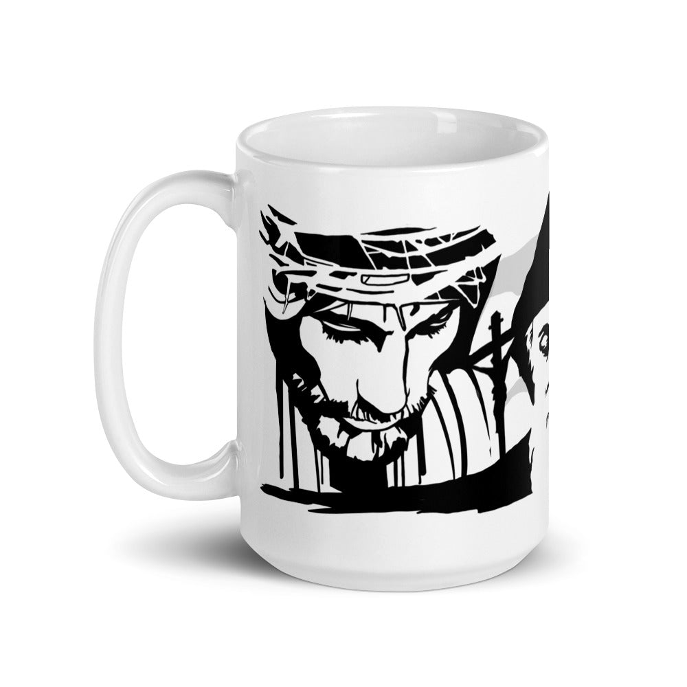 Jesus, Saint Charbel & Mother Mary Coffee Mug
