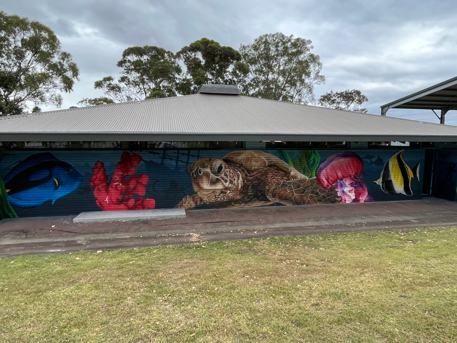Colour and nature across a school wall