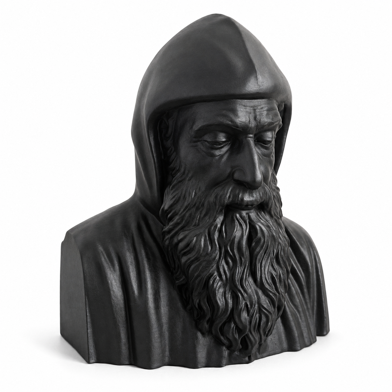 Obsidian Saint Charbel Hand-Finished Bust