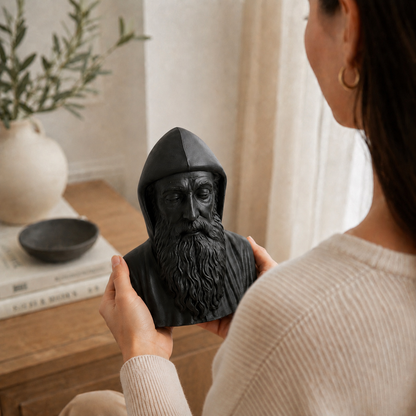 Obsidian Saint Charbel Hand-Finished Bust