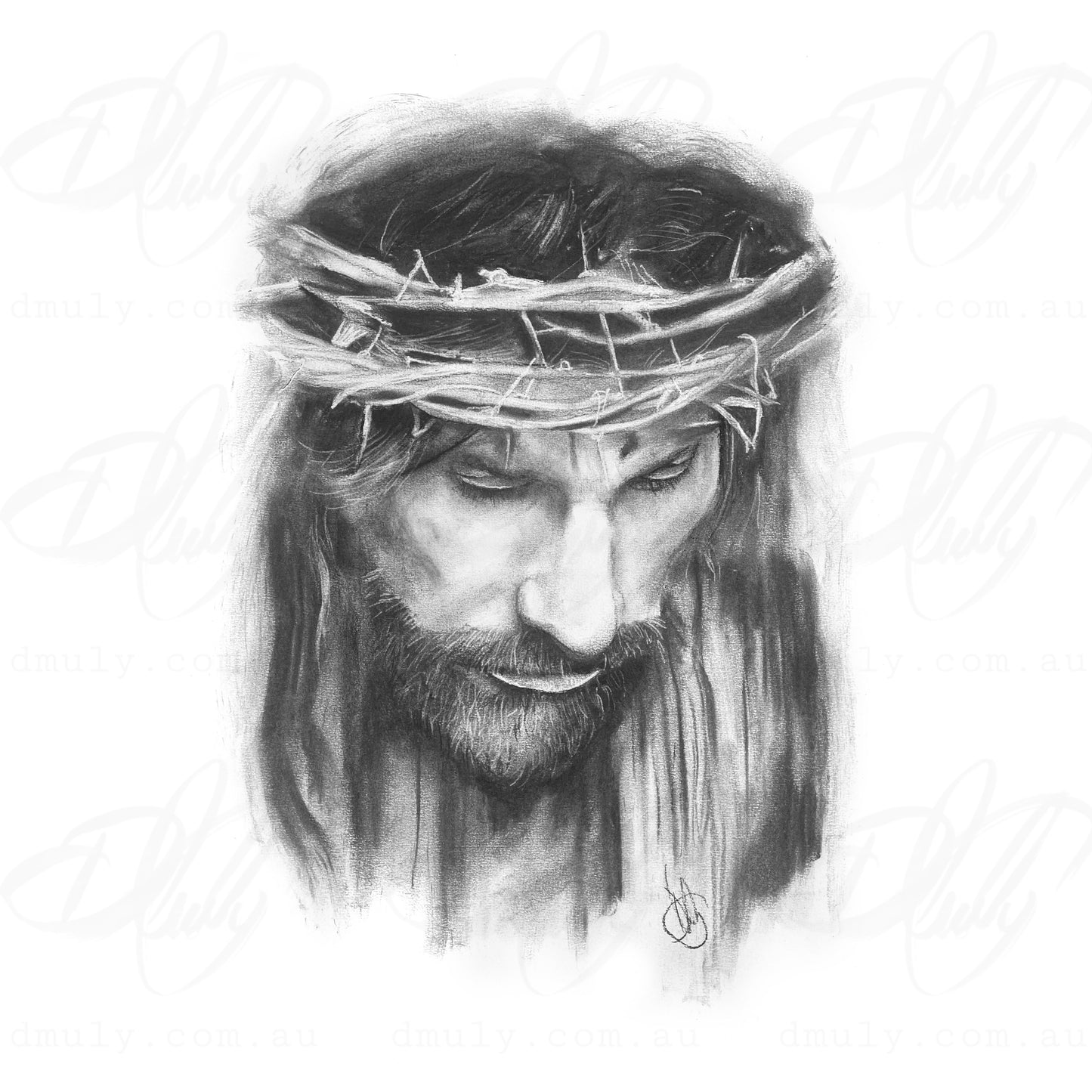 jesus christ crown of thorns black and white print