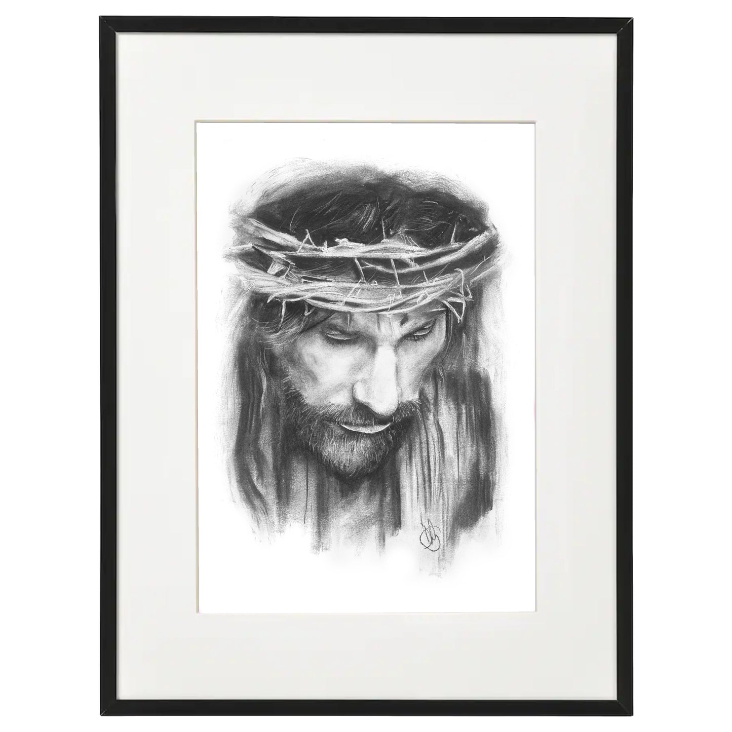 jesus christ crown of thorns black and white print